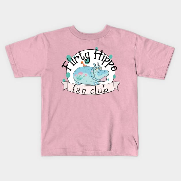 Small World Flirty Hippo Fan Club Kids T-Shirt by WearInTheWorld